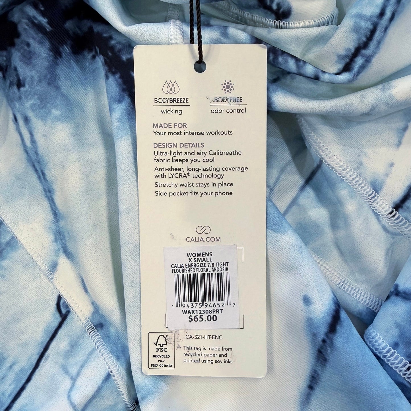 CALIA by Carrie Underwood Energize 7/8 leggings Blue Floral Size XS
