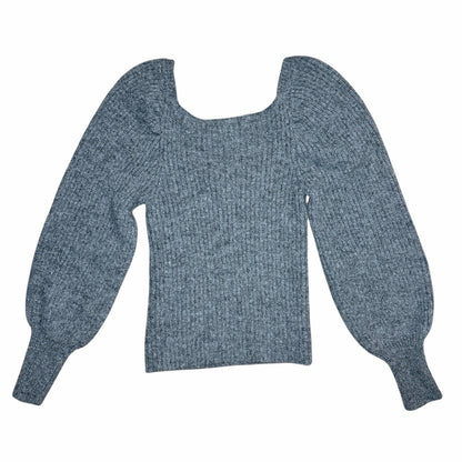 Rebecca Minkoff Pixi Square Neck Puff Sleeve Wool Blend Sweater Dark Grey Size S