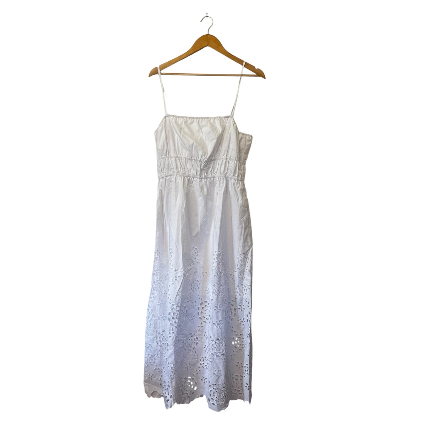 Madewell Embroidered Tank Midi Dress in Poplin White Size 14