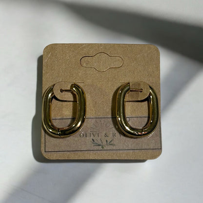 Chunky Gold Plated Stainless Steel U-Shaped Huggie Hoop Earrings