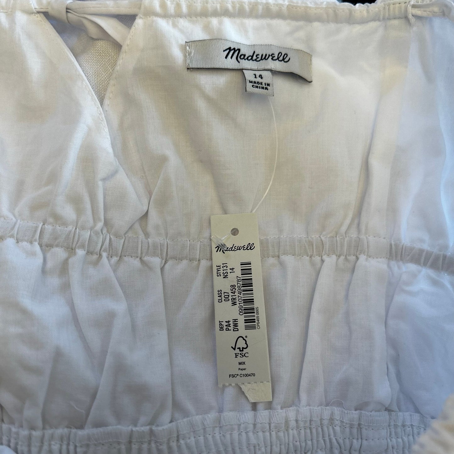 Madewell Embroidered Tank Midi Dress in Poplin White Size 14